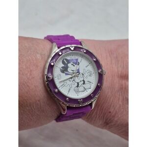 Disney Parks Mickey Mouse Watch Unisex OS Purple Y2K Silicone Strap Retro Disney